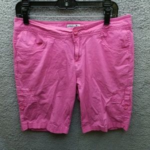 Caribbean Joe Women's 12P Pink Cargo Bermuda Shorts 33.25" 10" 9.75"